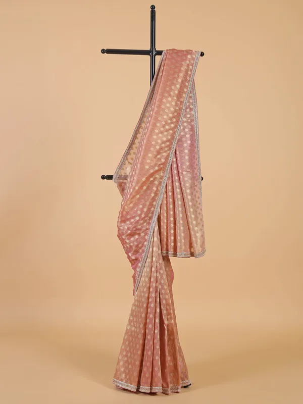 Stunning peach chiffon saree for wedding