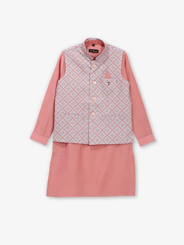 Stunning peach cotton waistcoat set