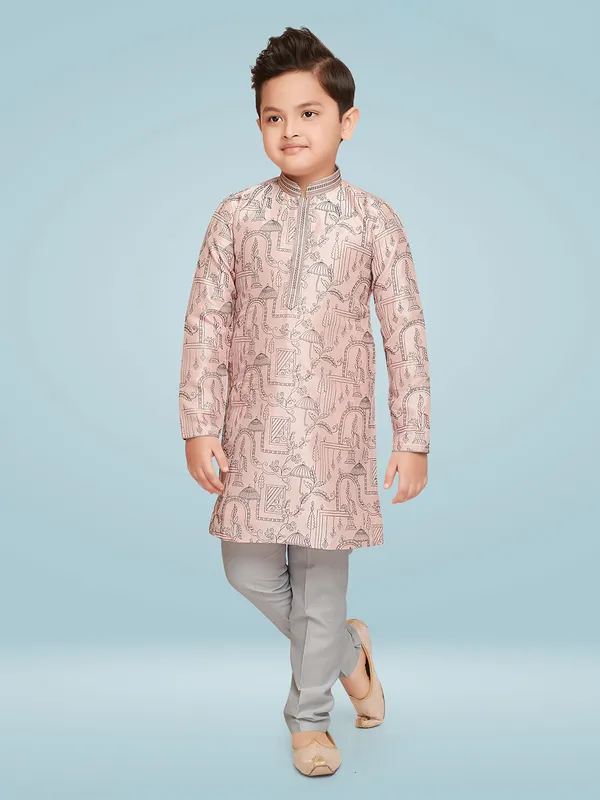 Stunning peach silk kurta suit