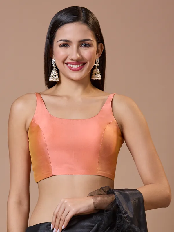 Stunning peach silk readymade blouse