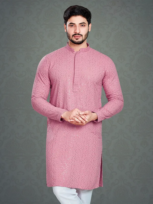 Stunning pink cotton kurta