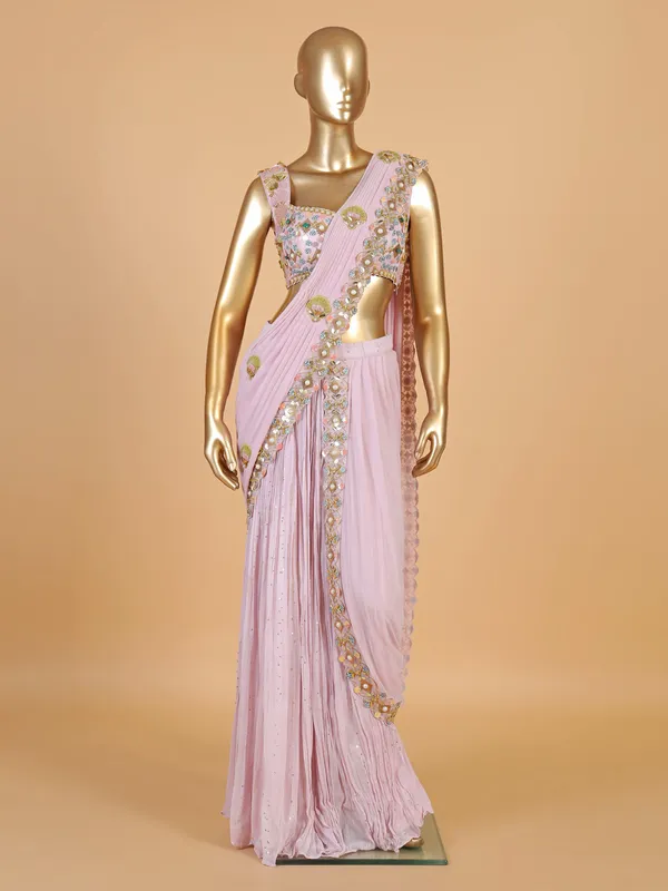 Stunning pink silk premium palazzo salwar suit