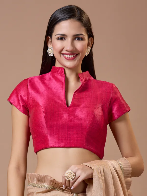 Stunning pink silk readymade blouse