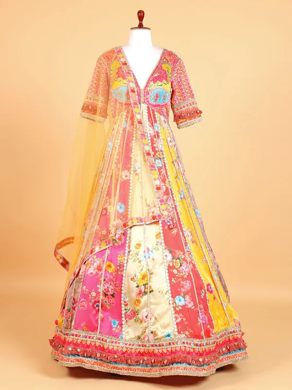 Stunning printed multi color anarkali suit