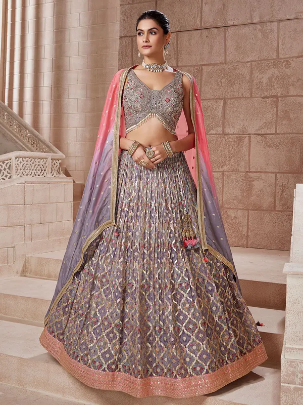 Stunning printed purple lehenga choli