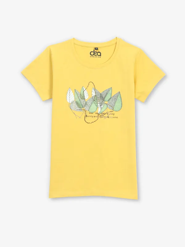Stunning printed yellow half sleeve t-shirt