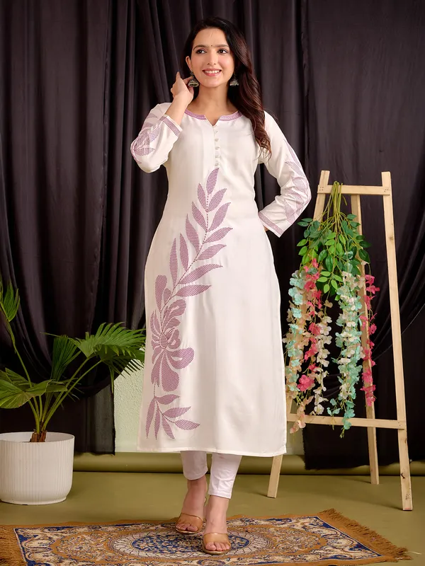 Stunning purple casual silk kurti