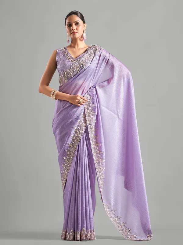 Stunning purple chiffon saree