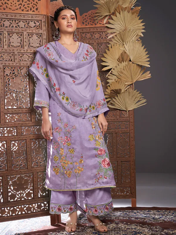 Stunning purple silk palazzo suit for festival wear