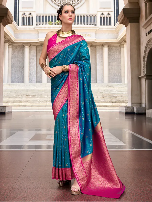 Stunning rama ble saree for festive