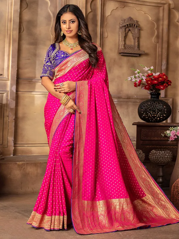 Stunning rani color dola silk saree