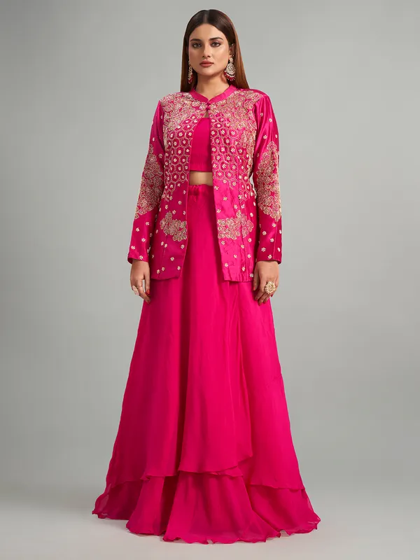 Stunning rani raw silk indowestern style suit