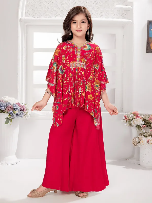Stunning red georgette palazzo salwar suit