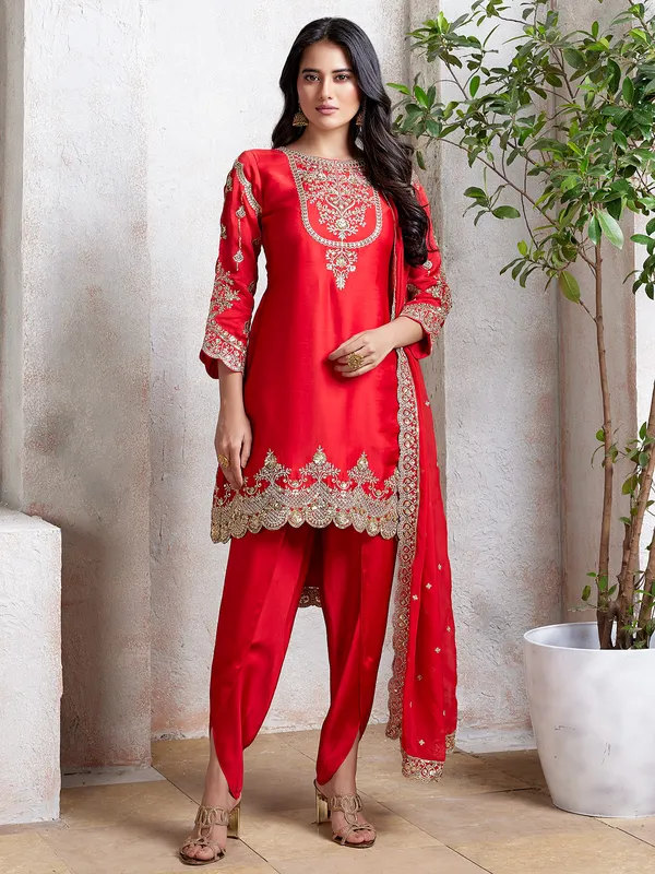 Stunning red silk salwar suit