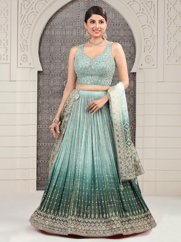 Stunning sky blue lehenga choli with dupatta