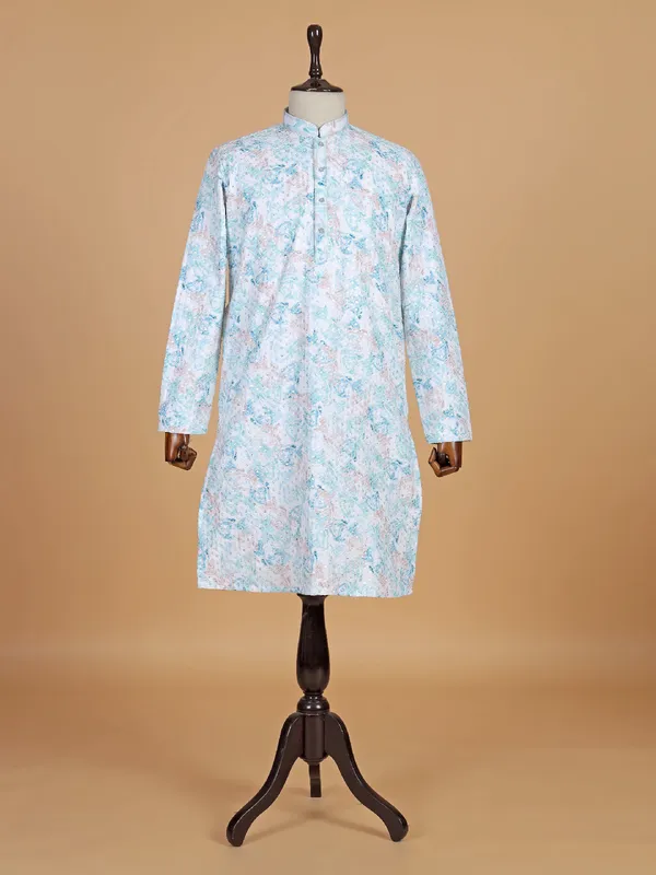 Stunning sky blue silk designer kurta suit