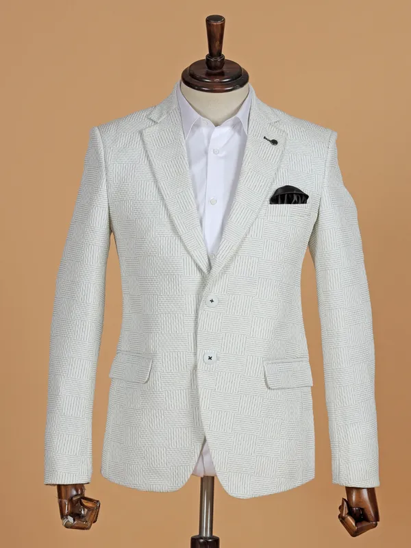 Stunning texture terry rayon blazer in off-white