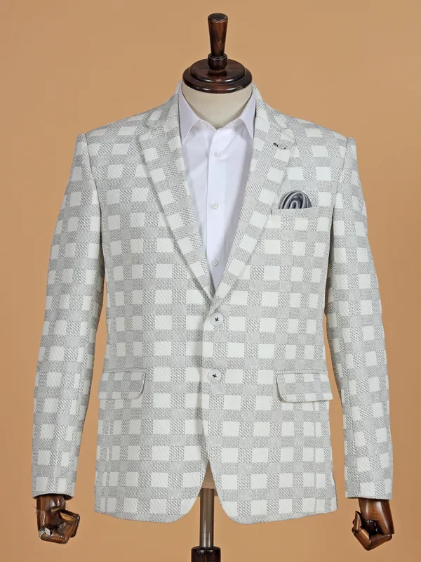 Stunning white checks terry rayon blazer
