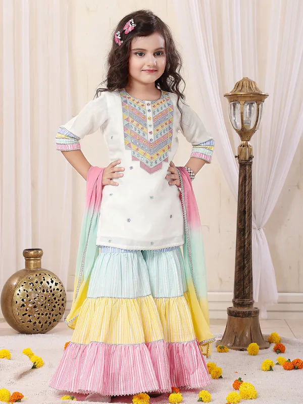 Stunning white georgette sharara set