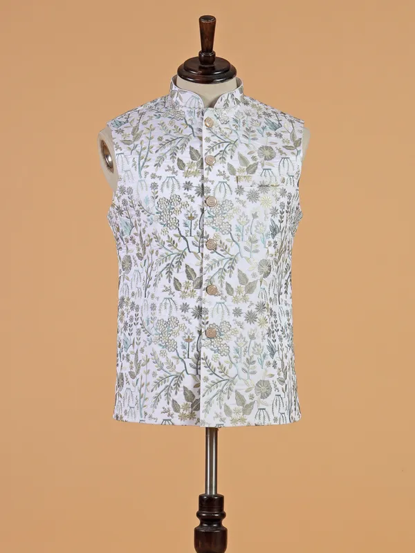 Stunning white terry rayon waistcoat