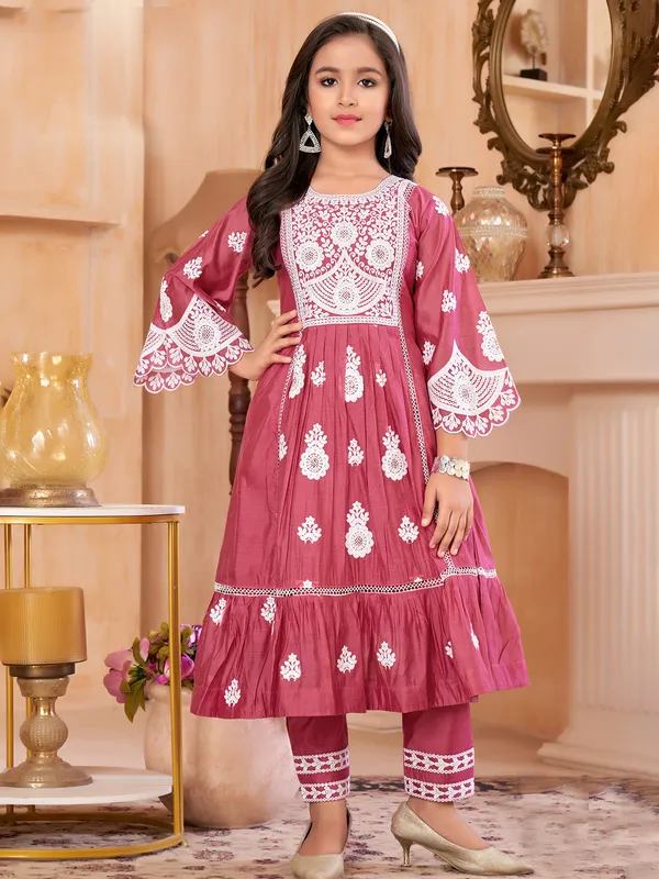 Stunning wine cotton salwar suit