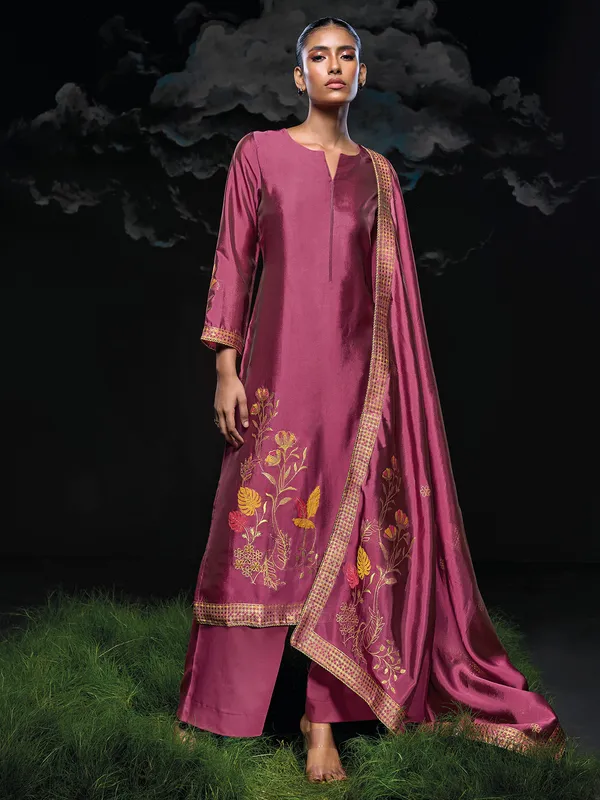 Stunning wine silk palazzo suit for women