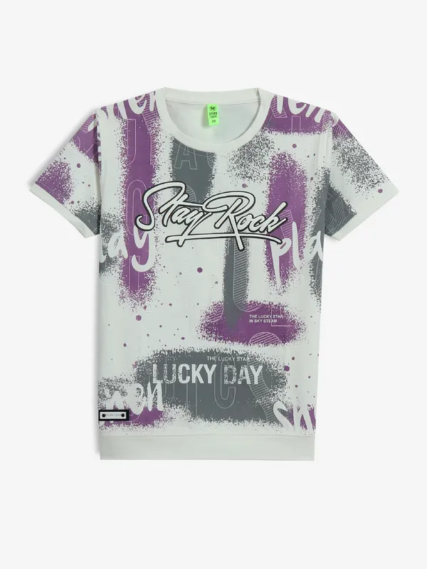 STURD white and purple cotton half sleeve t-shirt