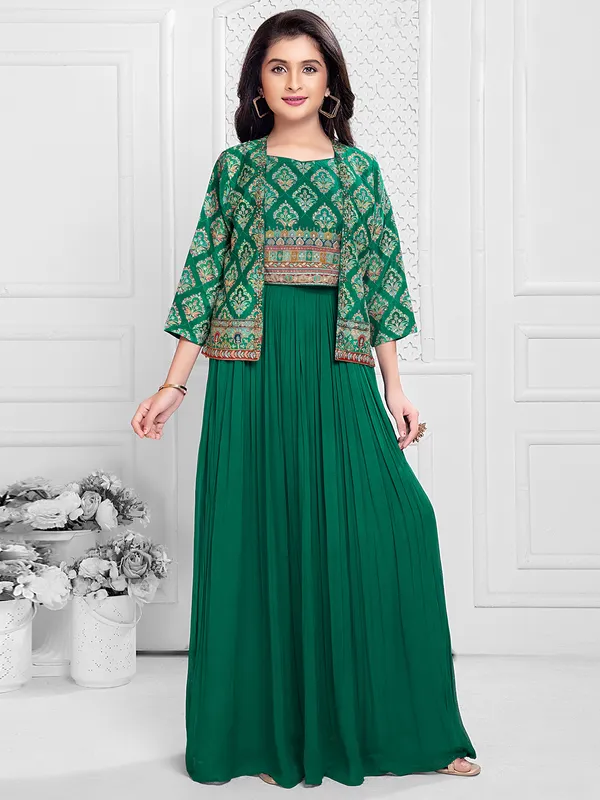 Stuuning green silk printed palazzo set