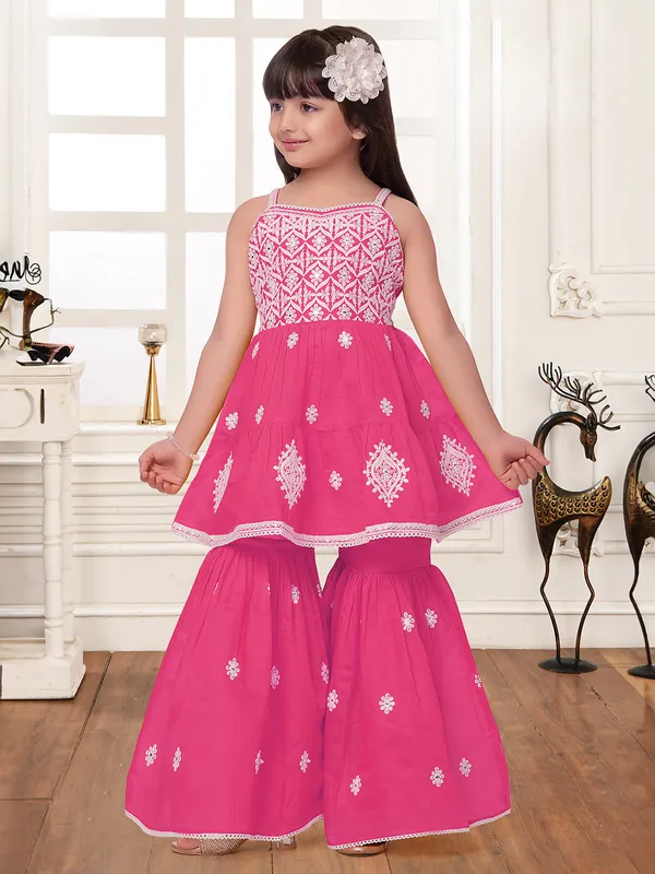 Stuuning pink cotton sharar salwar suit