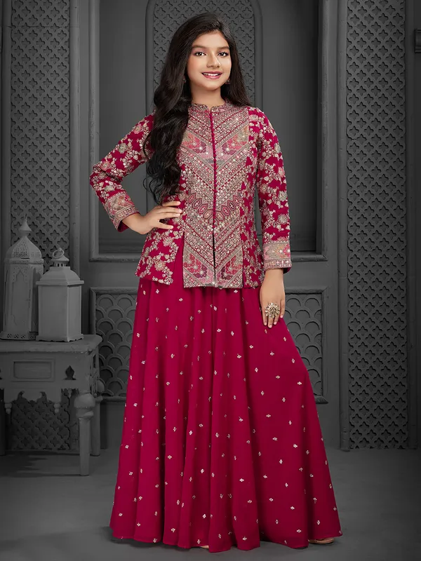 Stuuning rani color georgette palazzo salwar suit