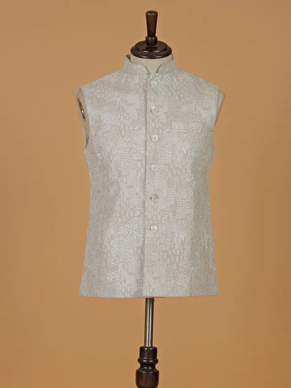 Stylish beige waistcoat in terry rayon