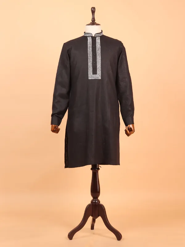 Stylish cotton black kurta suit for men