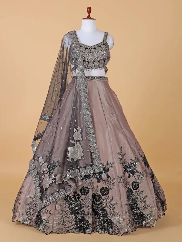 Stylish faded purple silk lehenga choli