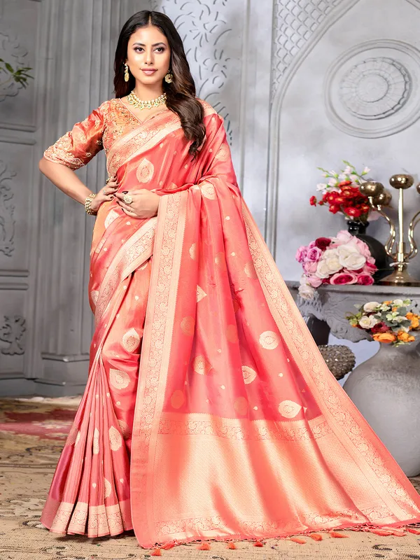 Stylish gajri tissue silk saree