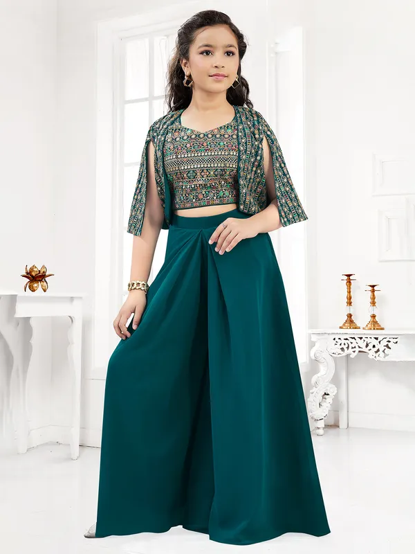 Stylish georgette green palazzo suit