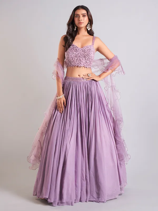 Stylish lilac purple georgette lehenga choli