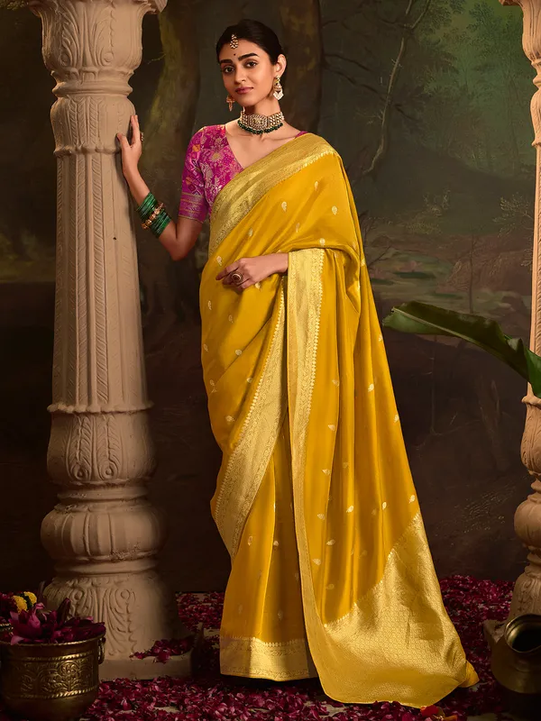 Stylish mustard yellow saree