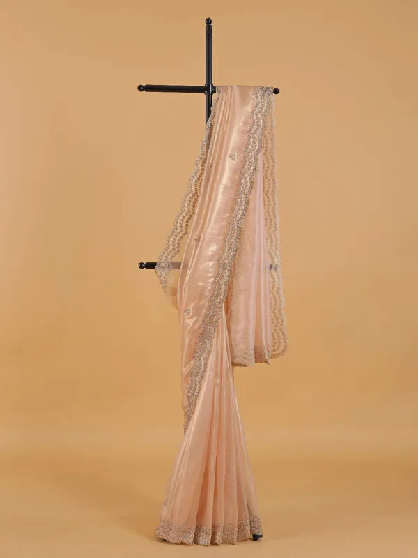 Stylish peach organza sree