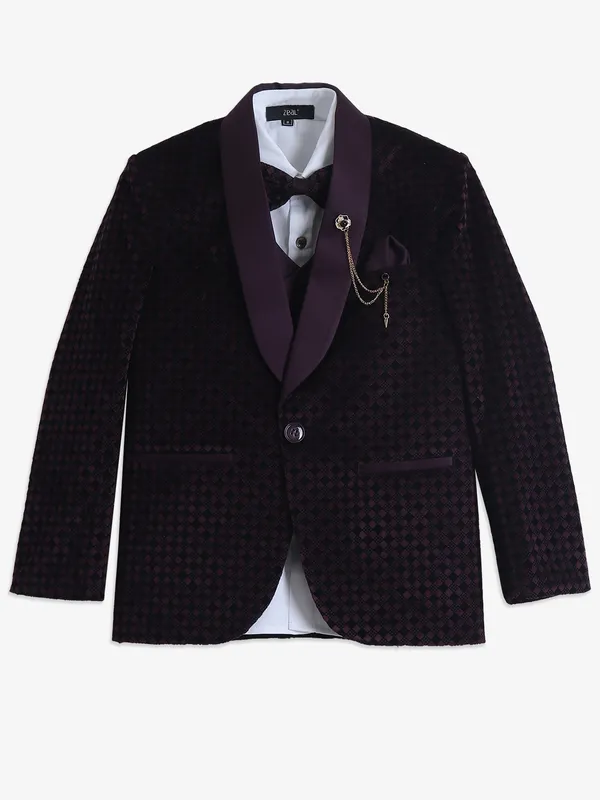 Stylish wine velvet coat suit