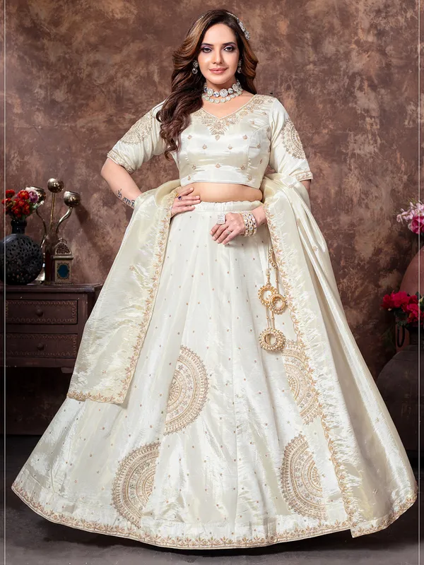 Super stylish white silk lehenga choli