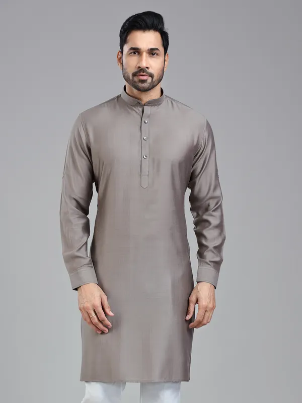 Taupe grey festival ready kurta for men