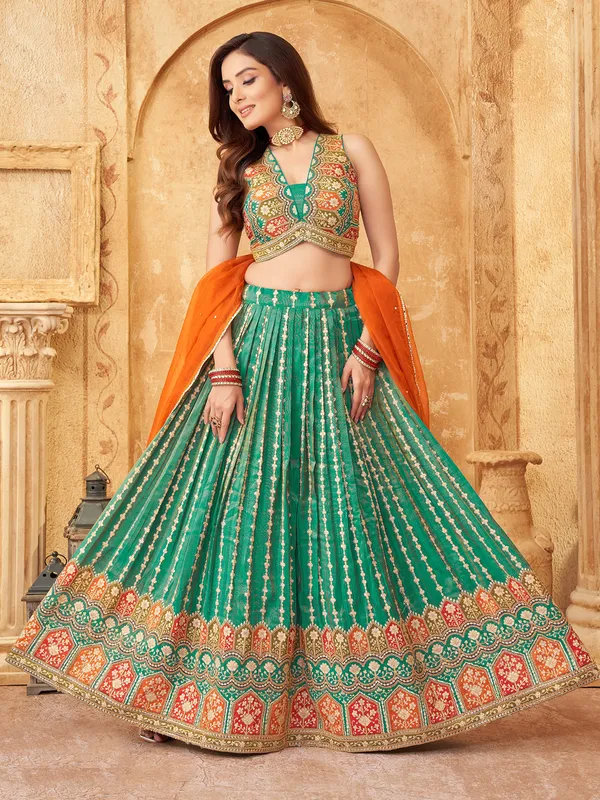 Timeless beauty green silk lehenga choli