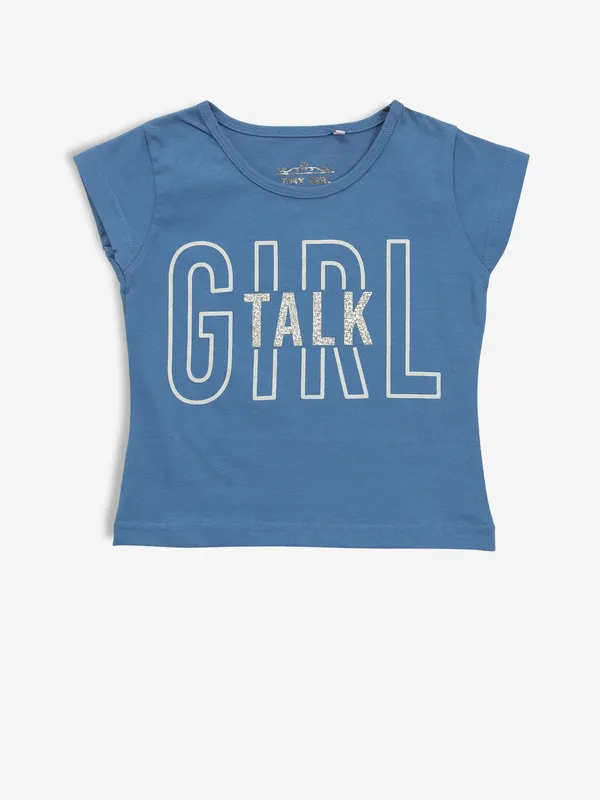 TINY GIRL blue cotton printed t-shirt