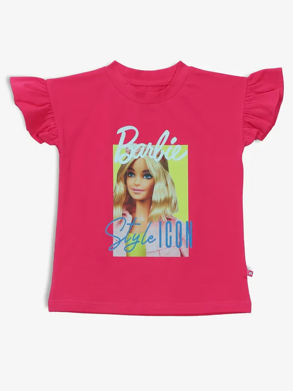 TINY GIRL bright pink printed cotton r-shirt