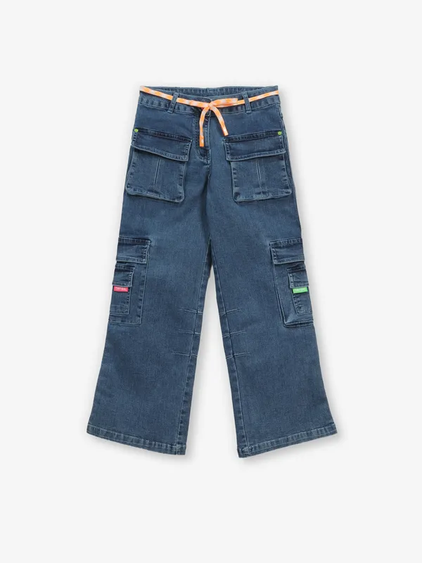 TINY GIRL dark blue washed cargo jeans