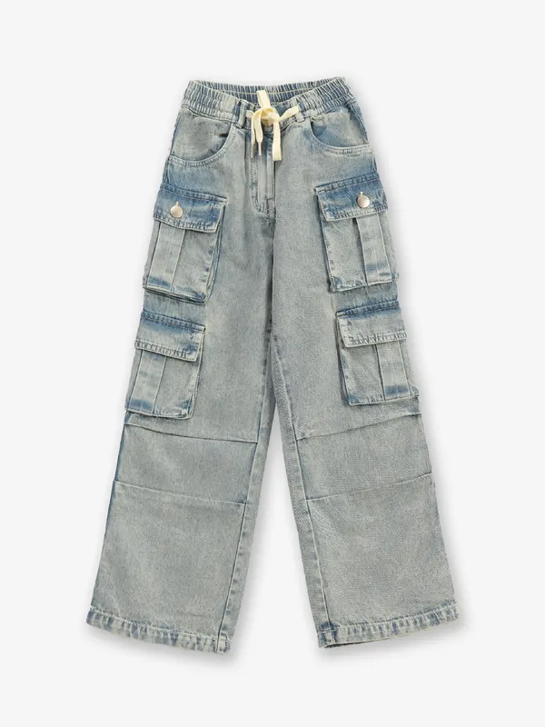 TINY GIRL light blue washed cargo jeans