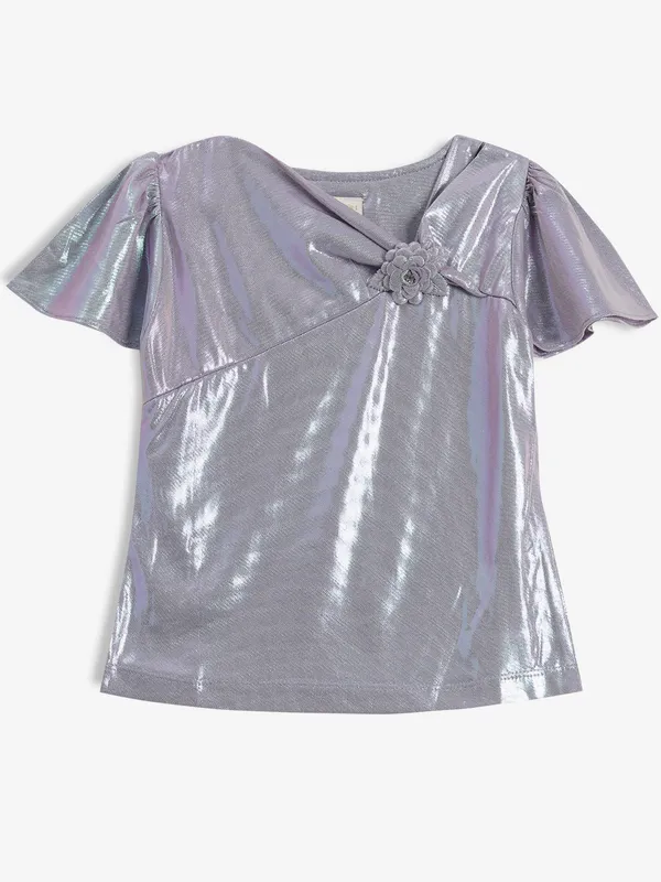 TINY GIRL plain purple polyester top