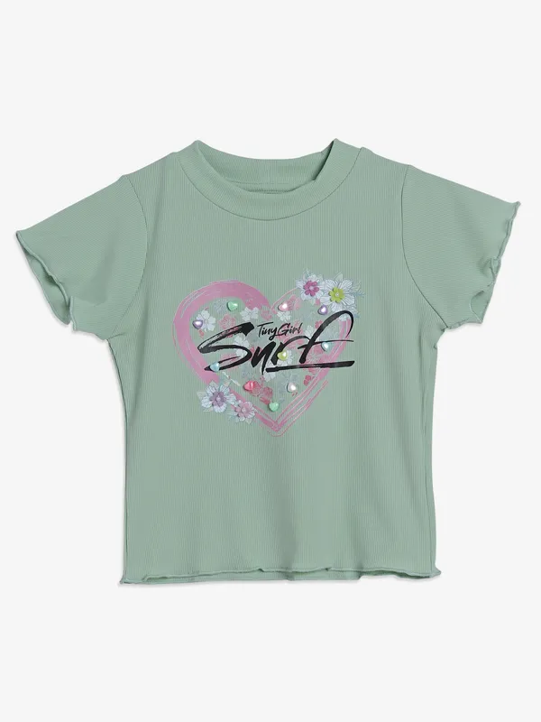 Tiny Girl printed pista green top