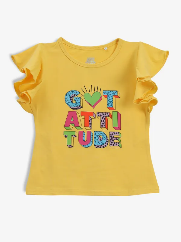 TINY GIRL printed yellow cotton top
