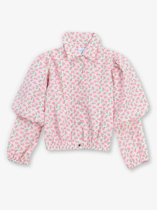 TINY GIRL white and pink cotton shirt